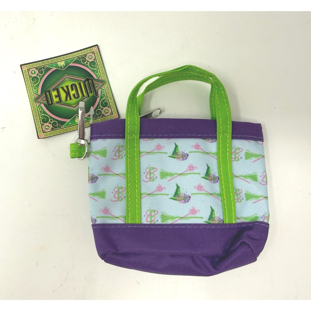 Wicked The Musical Miniature Tote Bag Coin Purse Keychain Purple Green New - Picture 2 of 3